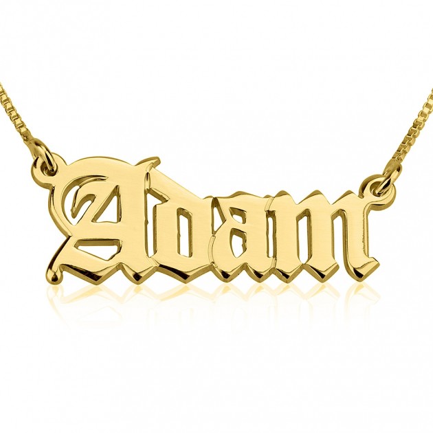 14K Gold English Style Name Necklace Onecklace
