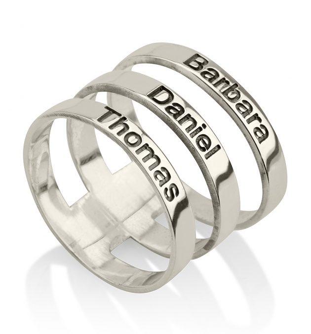 Sterling Silver Engraved Names Layered Ring Sterling Silver Engraved Names Layered Ring