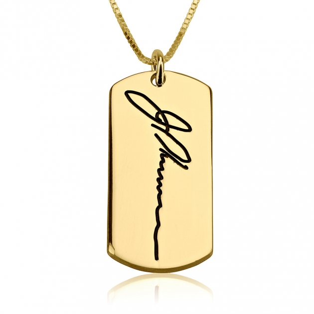 24k Gold Plated Dog Tag Signature Necklace Onecklace