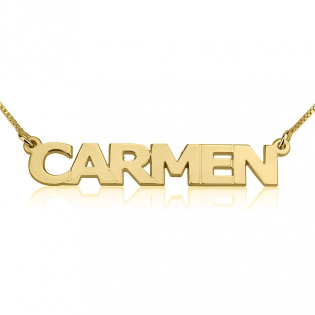 24K Gold Plated Block Letters Name Necklace Onecklace