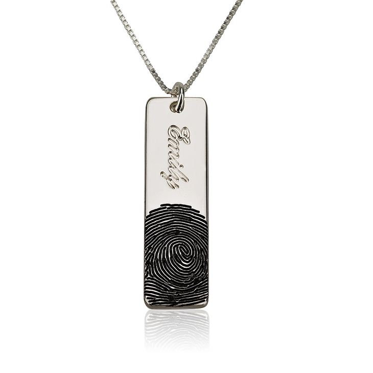 Fingerprint Name Bar Necklace