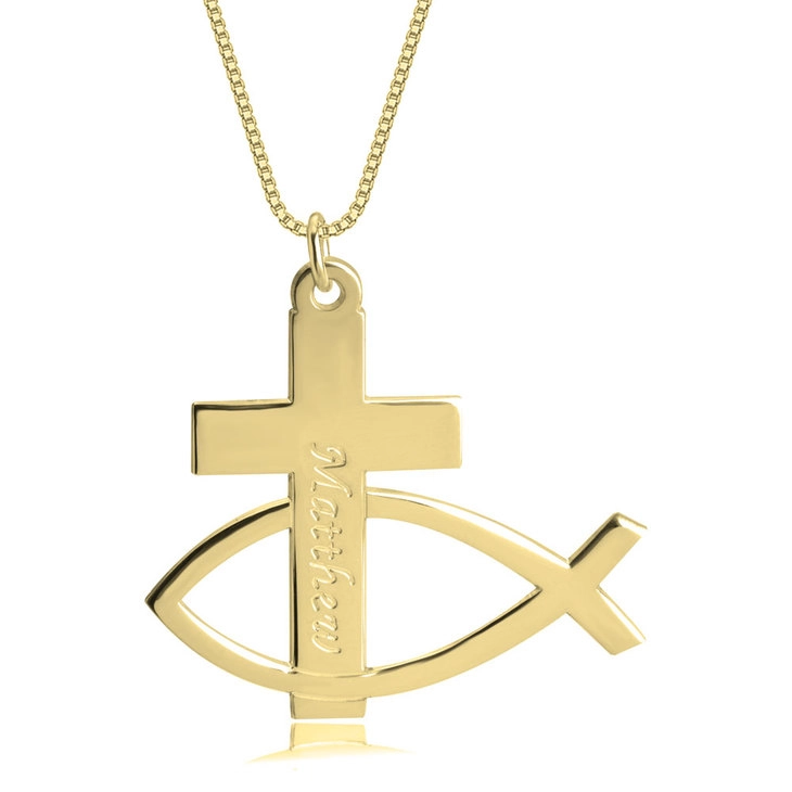 Cross Fish Necklace