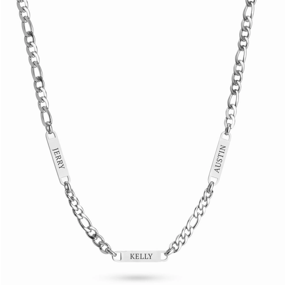 Multiple Name Necklace for Men – Figaro Chain