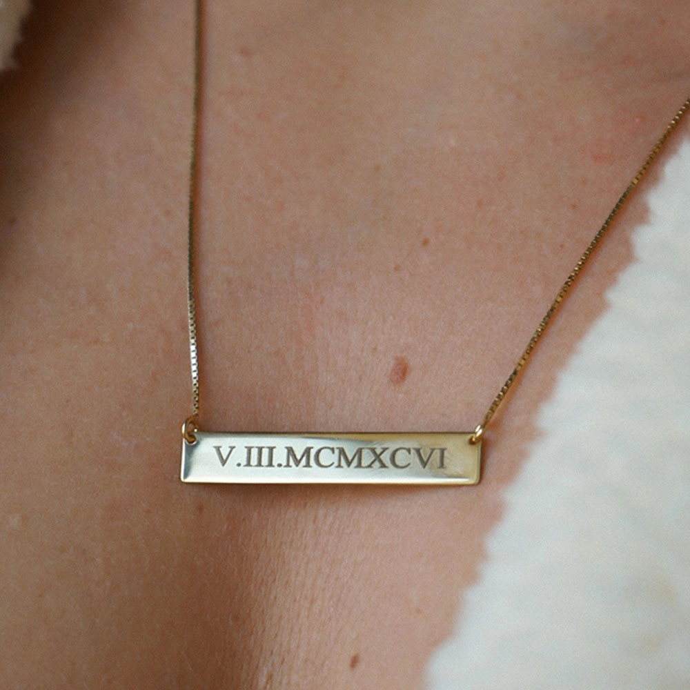 Roman Numeral Date Necklace - 2
