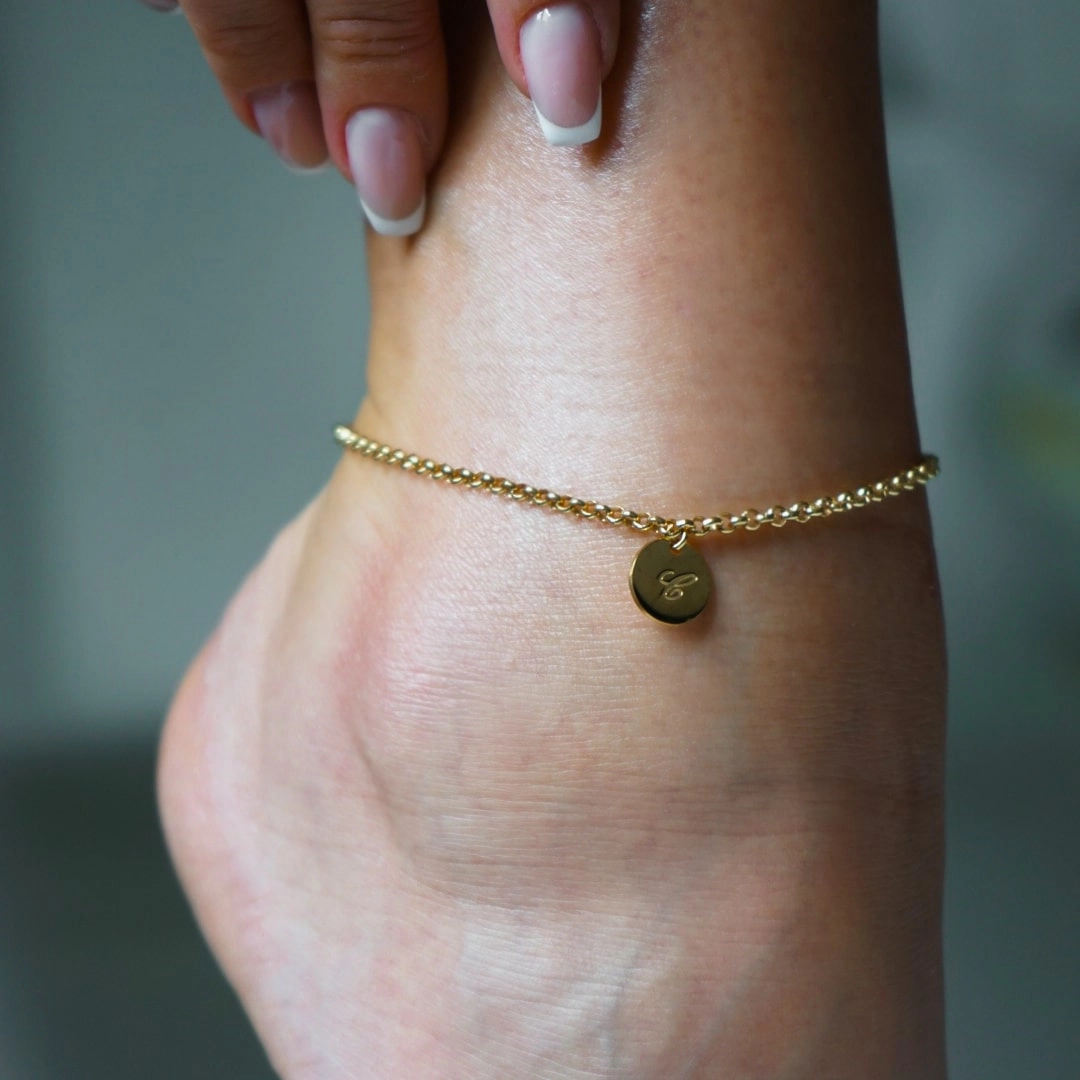 Initial Anklet - Ankle Bracelet with Initial - 1