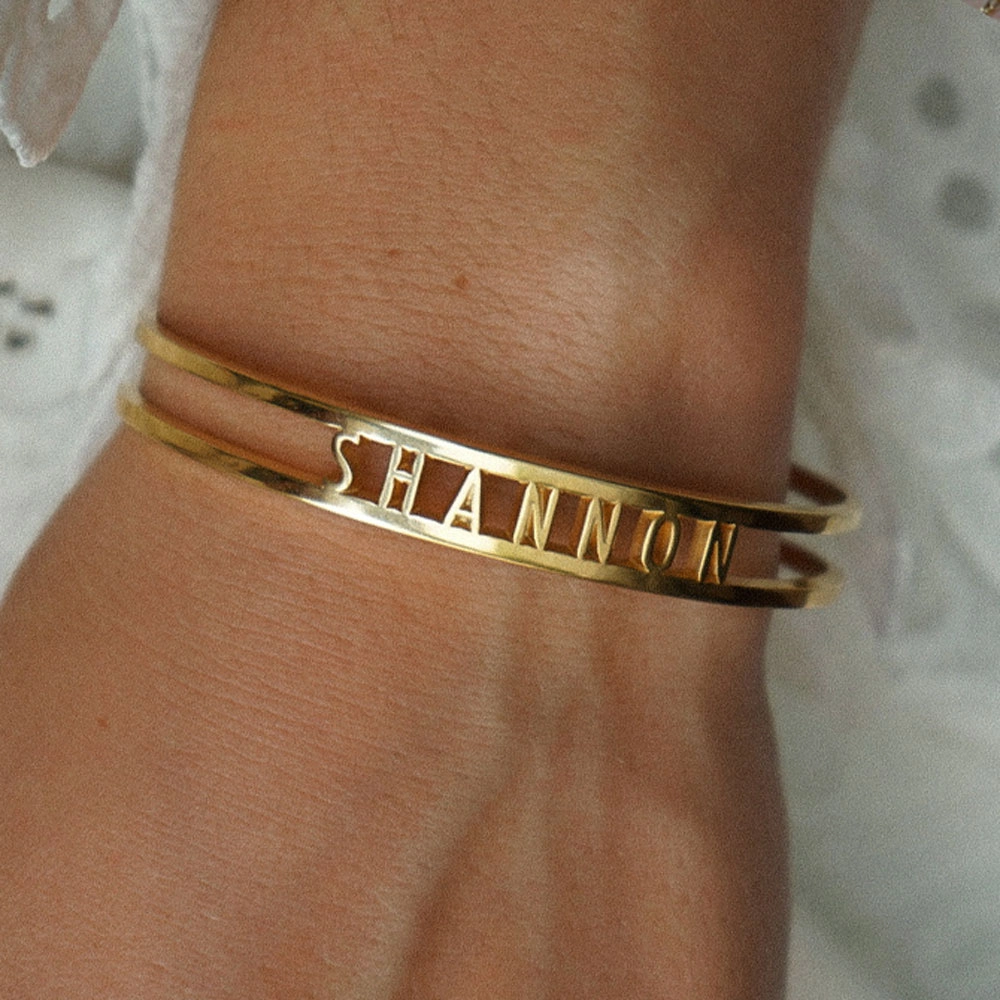 Delicate Name Bangle Bracelet - 2