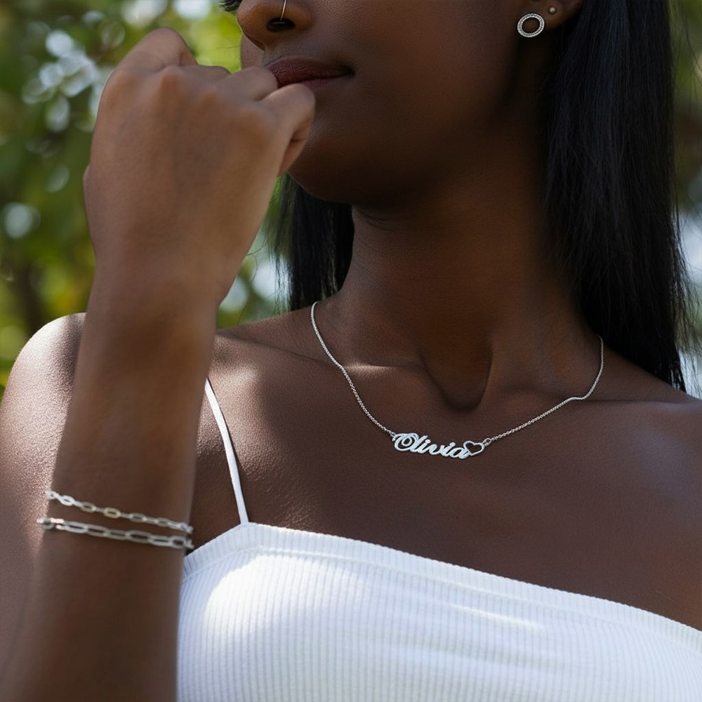 Collar con Nombre Clásico con Corazón - 1