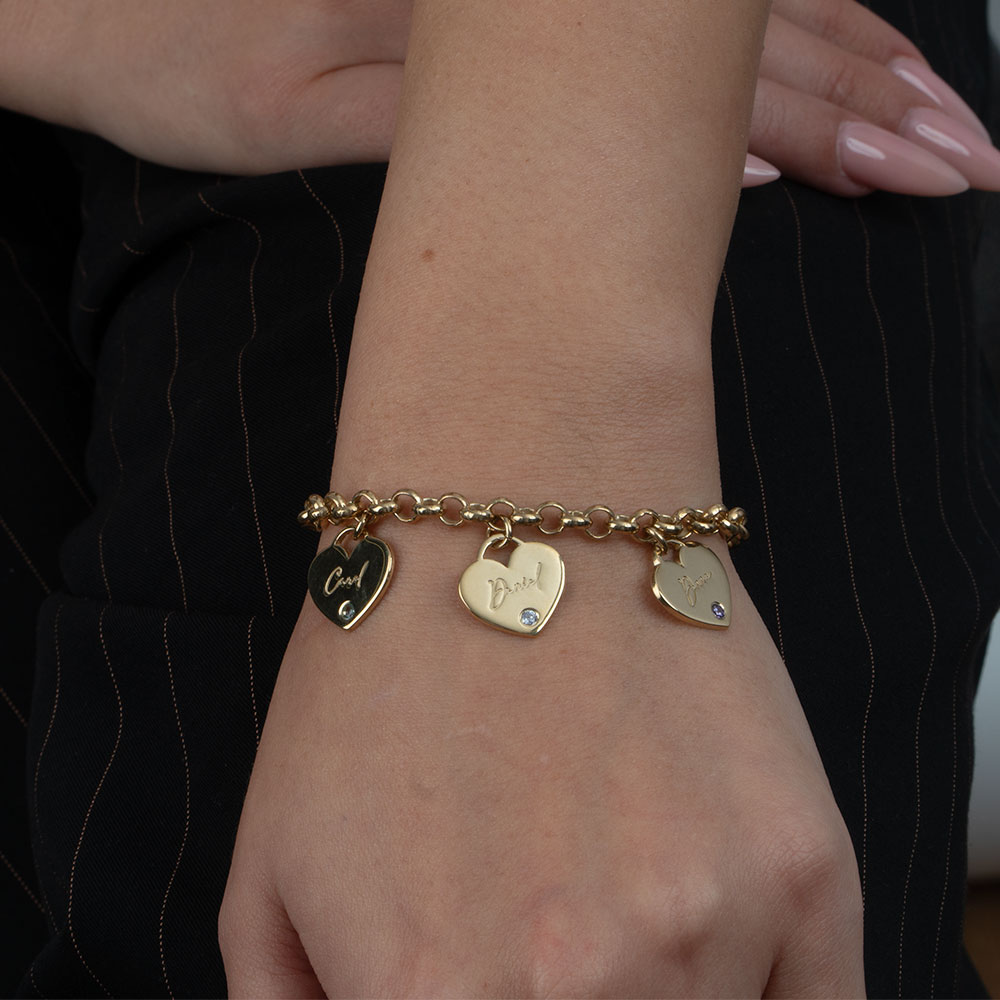 Custom Heart Birthstone Bracelet For Mom - 1