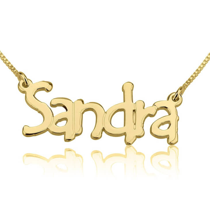 24K Gold Plated Tree Style Name Necklace Free Shipping!