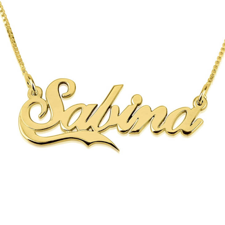 24K Gold Plated Allegro Name Necklace With Half Line Buy Now!