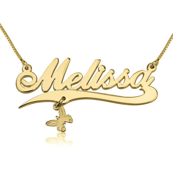 24K Gold Plated Alegro Name Necklace with Line And Charm Order Now!