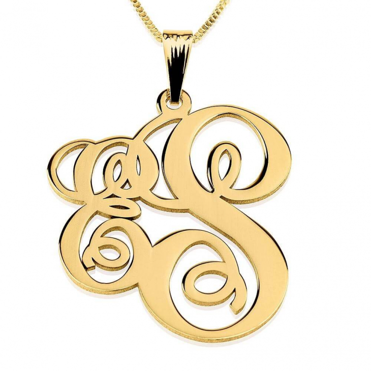 24k Gold Plated Two Letters Monogram Necklace Shop Now!
