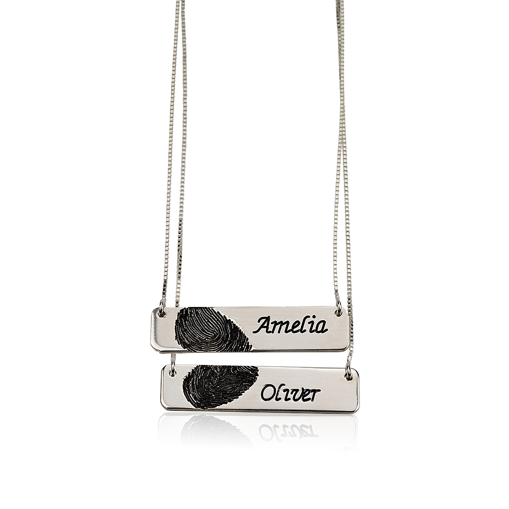 Collar de Barra con Huella Digital para Parejas