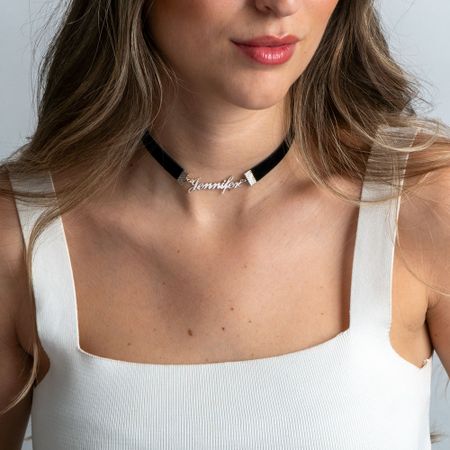 Split Choker with Name Necklace