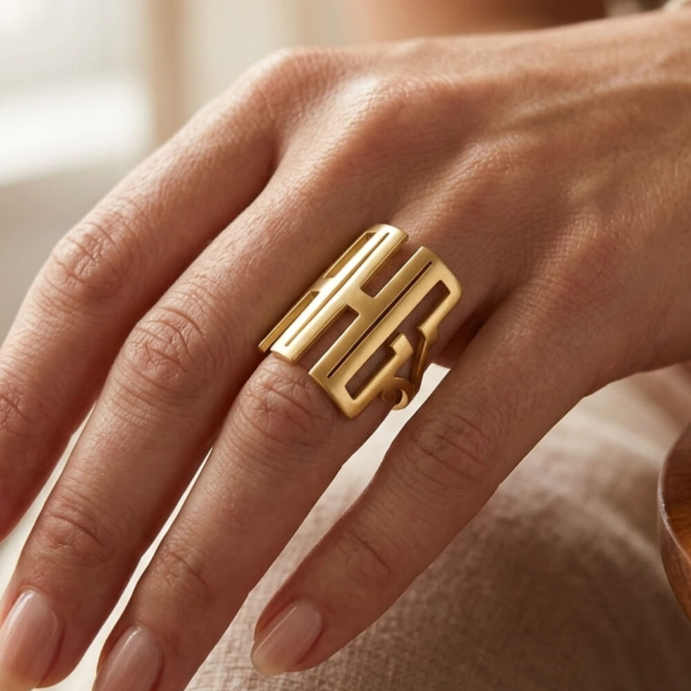 Capital Cut Out Monogram Ring