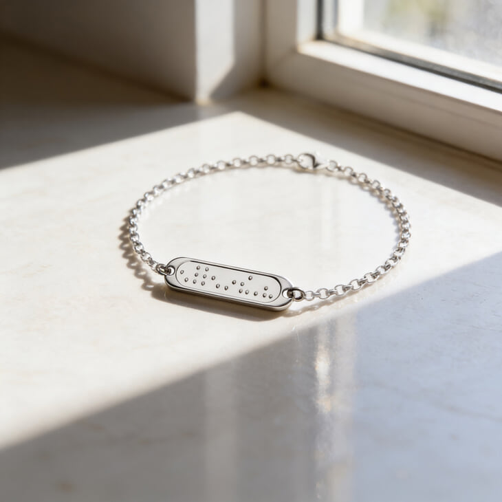 Braille Bar Bracelet information