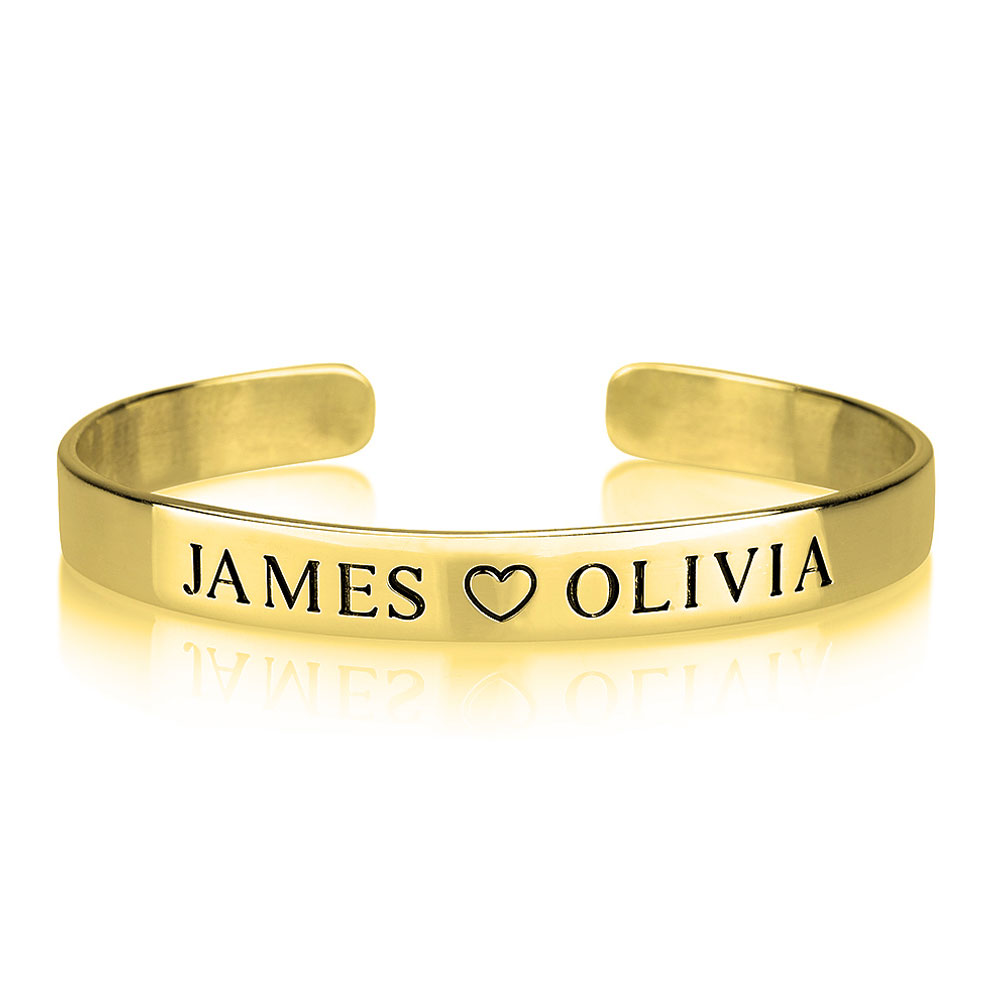 Personalized Name Bangle - 24k Gold Plating