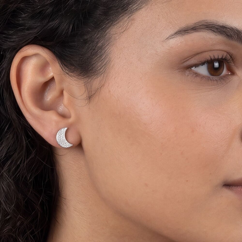 Aretes de Media Luna con Zirconias