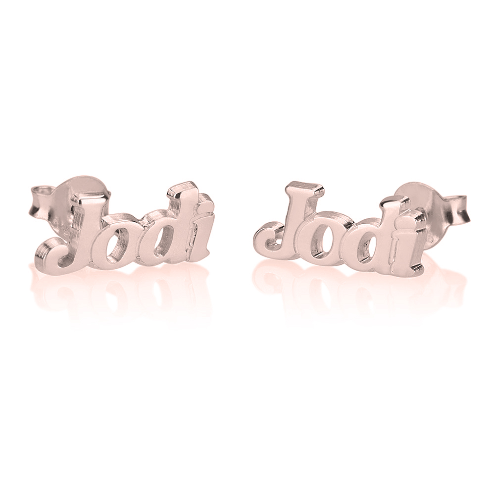 Name Stud Earrings - Rose Gold Plating