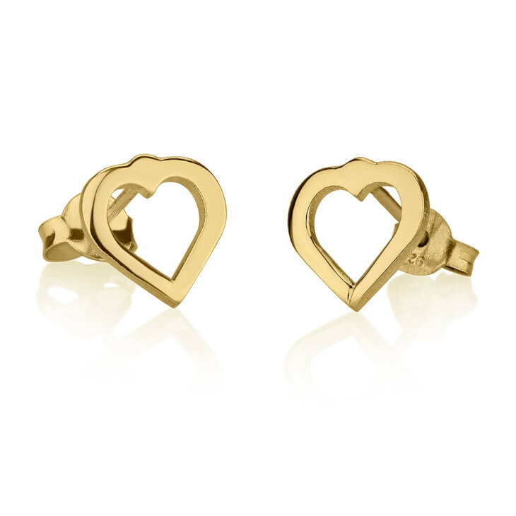 Cut Out Heart Earrings - 24k Gold Plating