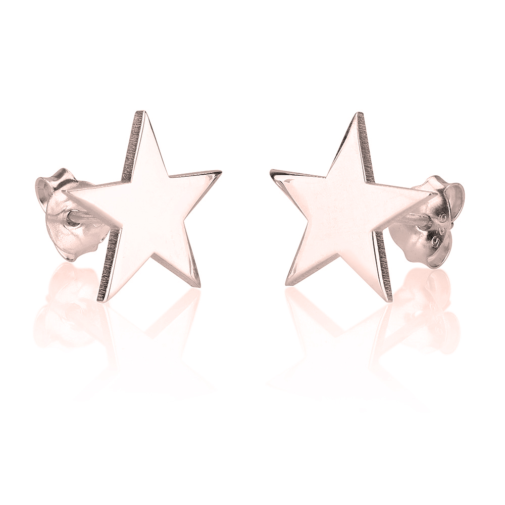 Star Stud Earrings - Rose Gold Plating
