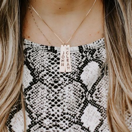 Vertical Double Name Bar Necklace