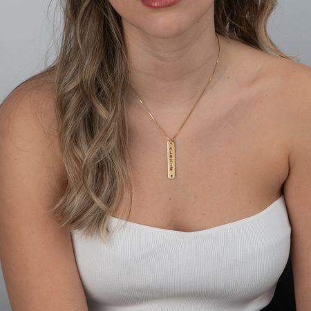 Vertical Bar Necklace with Birthstone