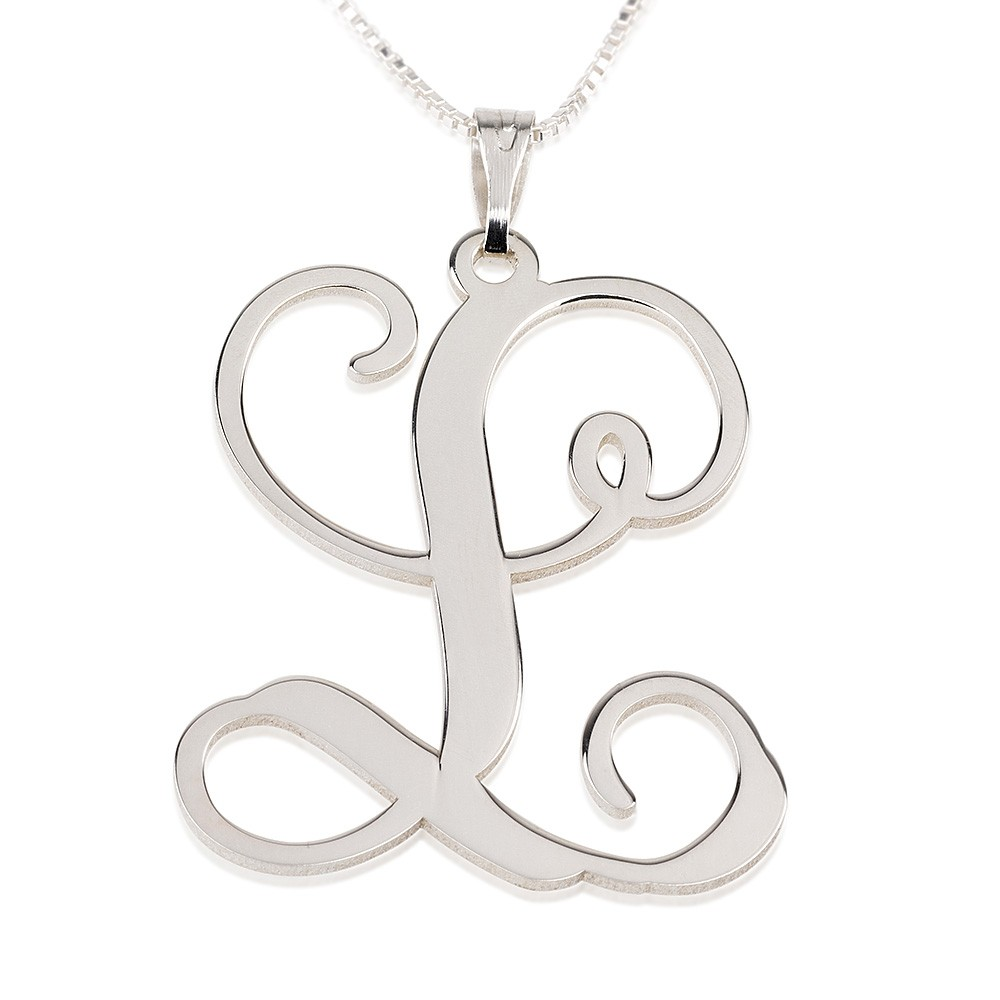 Script Initial Necklace - Sterling Silver