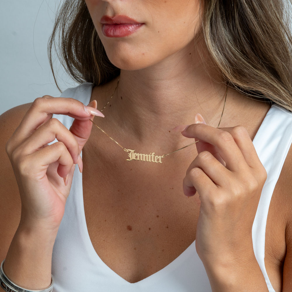 Old English Name Necklace