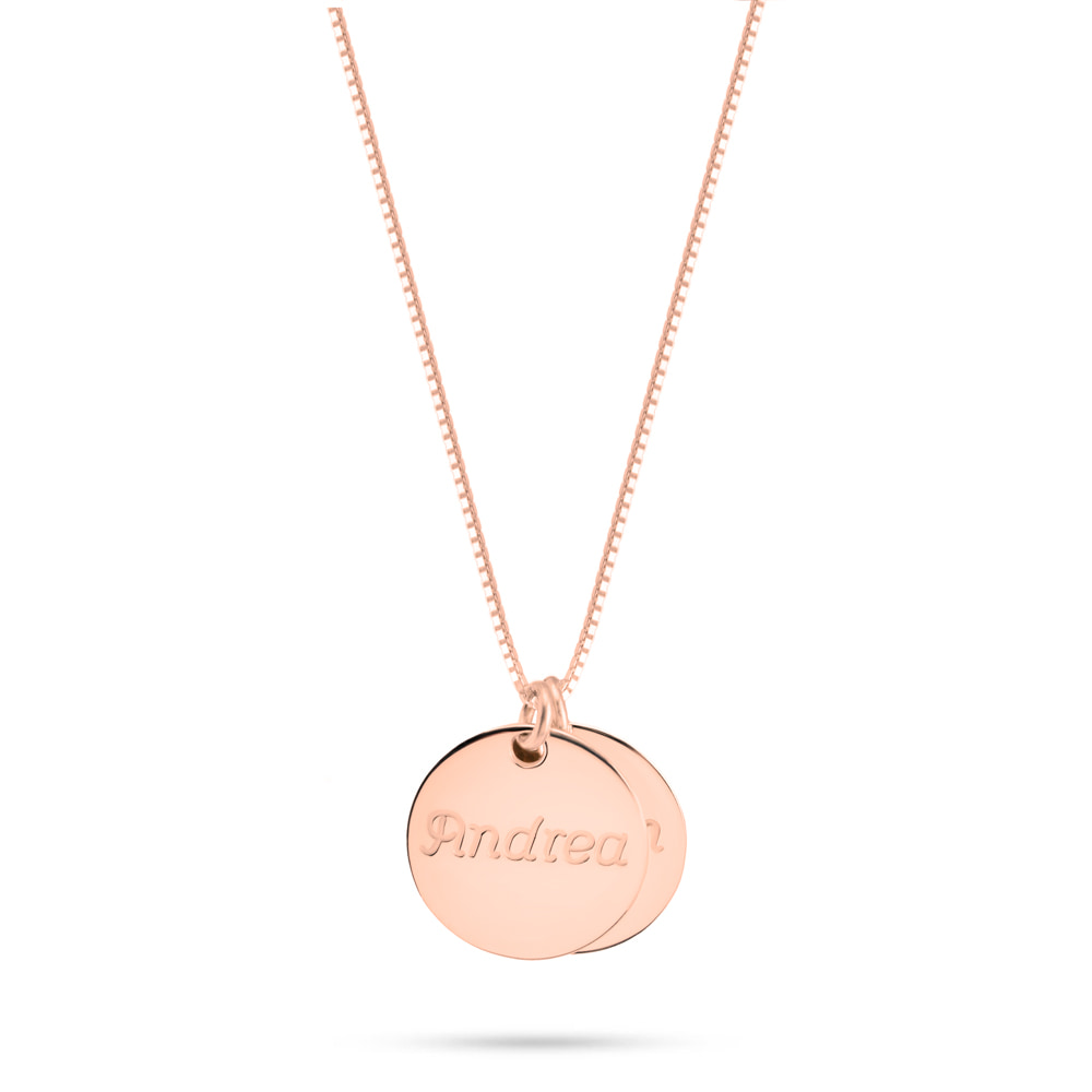 Engraved Necklace with Two Names - Rose Gold Plating