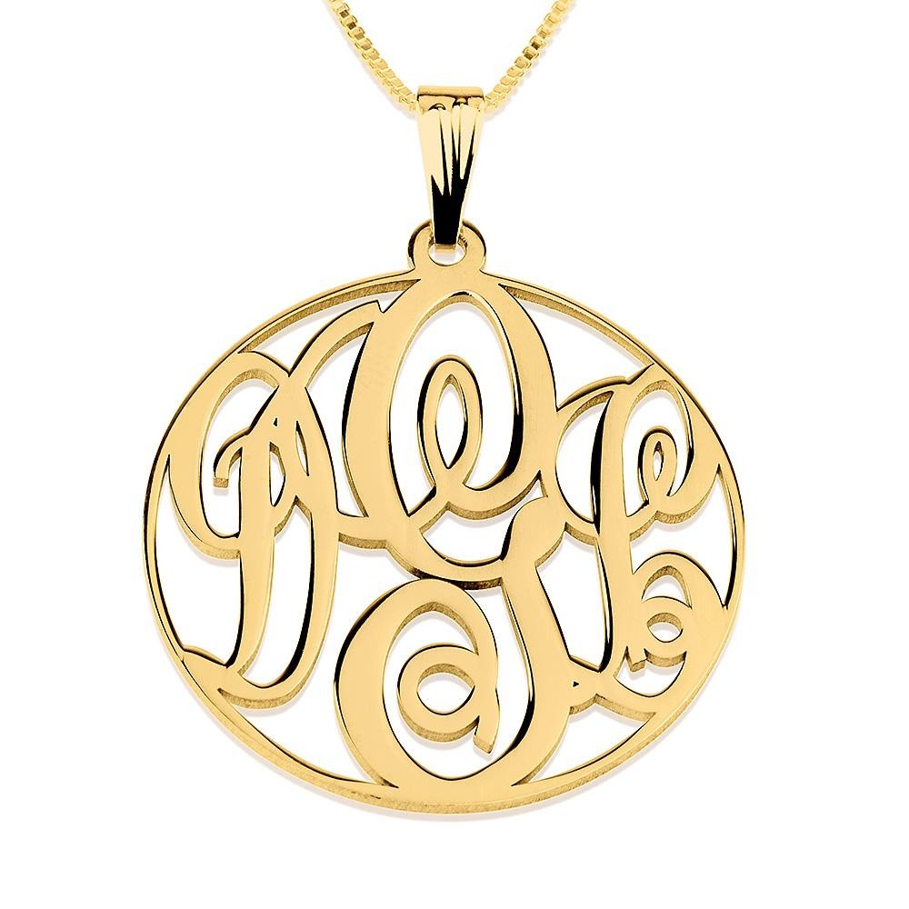 Collier Monogramme Circulaire en Plaqué Or
