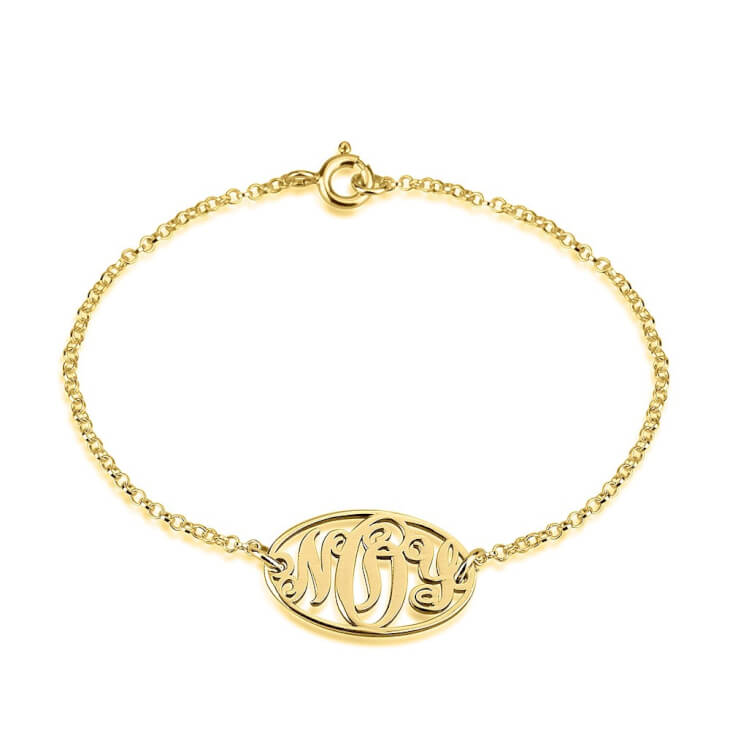 24k Gold Plated Circle Monogram Bracelet Buy Now!