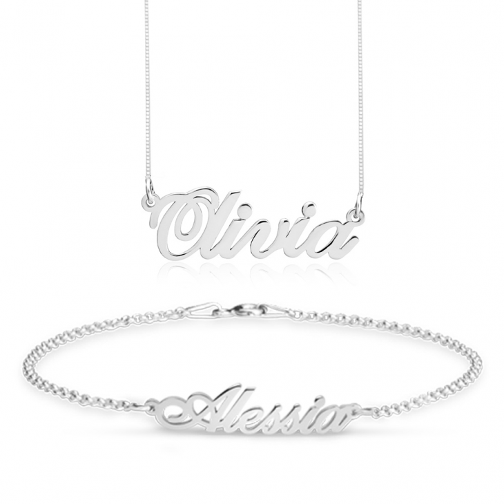 Classic Name Necklace and Bracelet Set