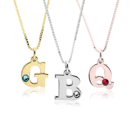birthstone necklace with initial
