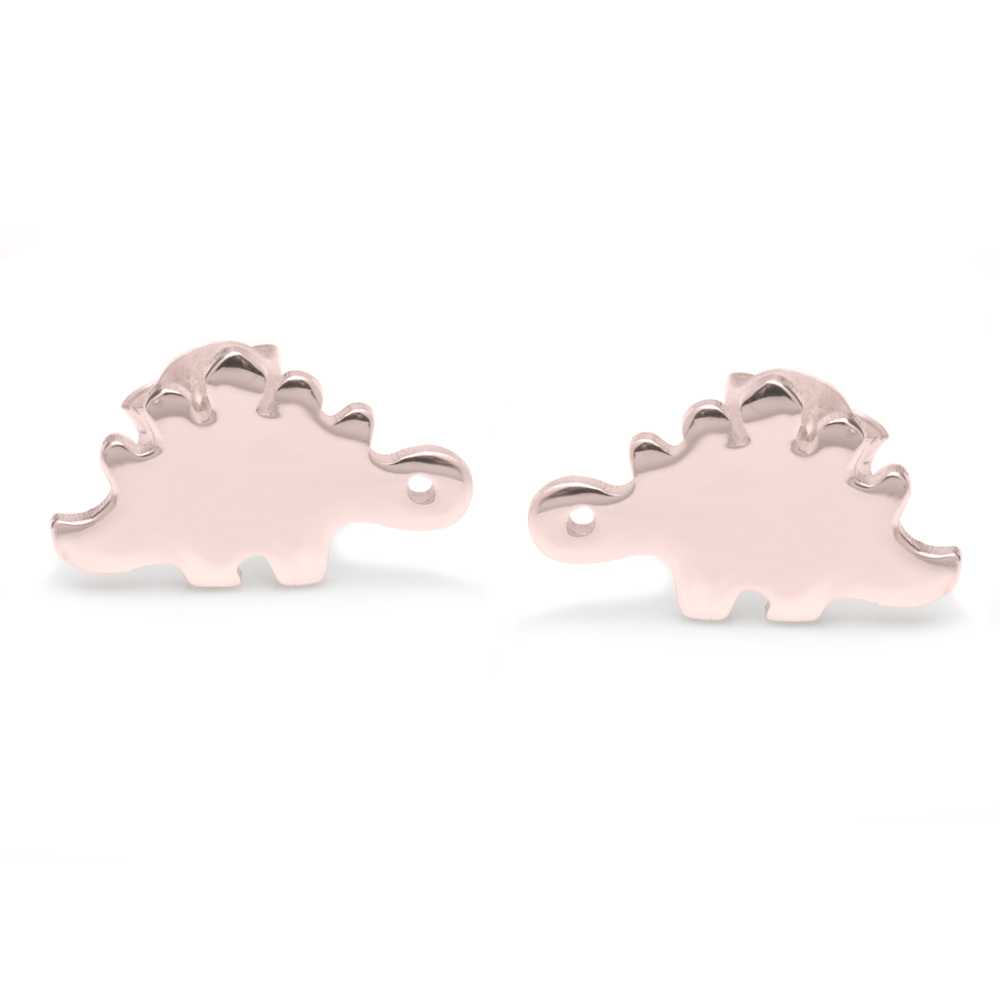 Baby Dinosaur Stud Earrings - Rose Gold Plating