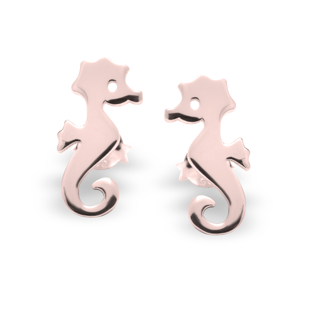 Baby Seahorse Earrings - Rose Gold Plating
