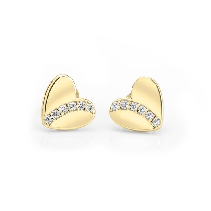 Cubic Zirconia Heart Stud Earrings