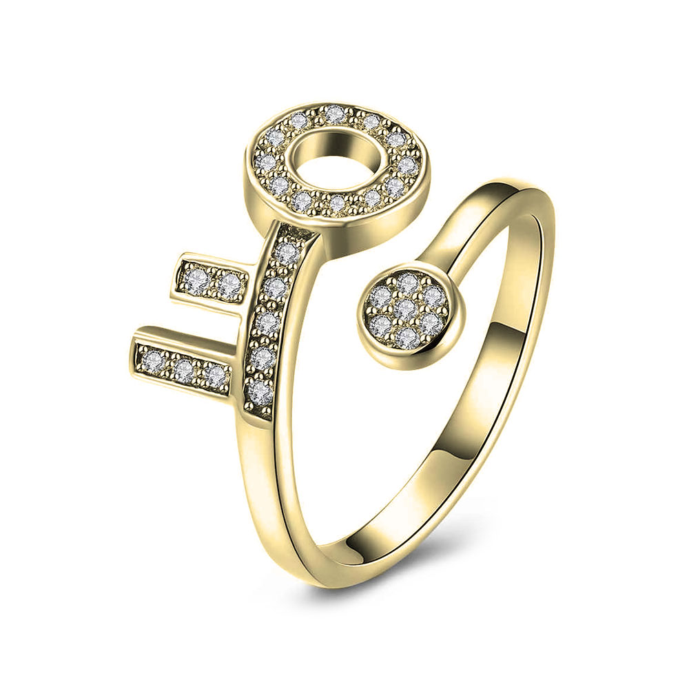 Anillo Abierto de Llave y Zirconias