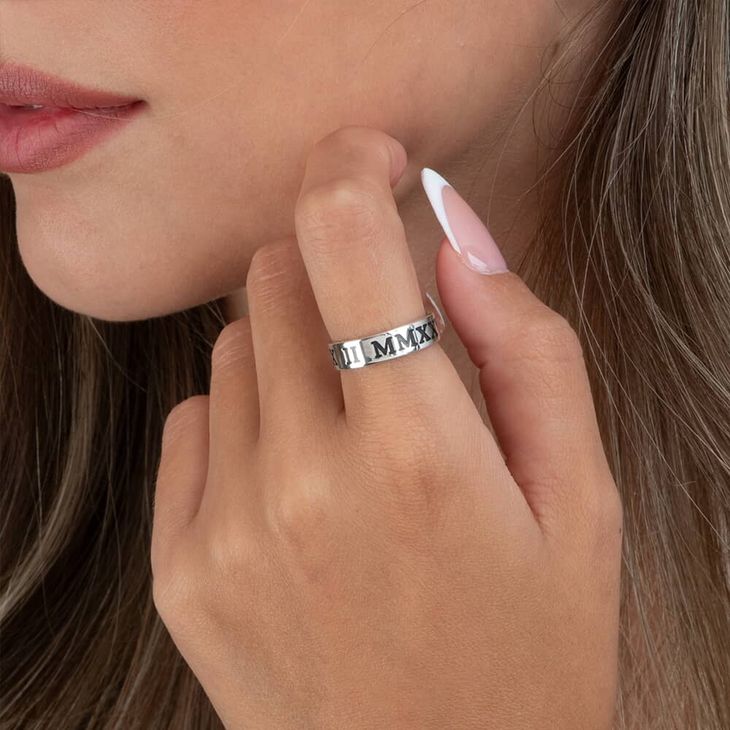 Personalized Roman Numeral Ring model