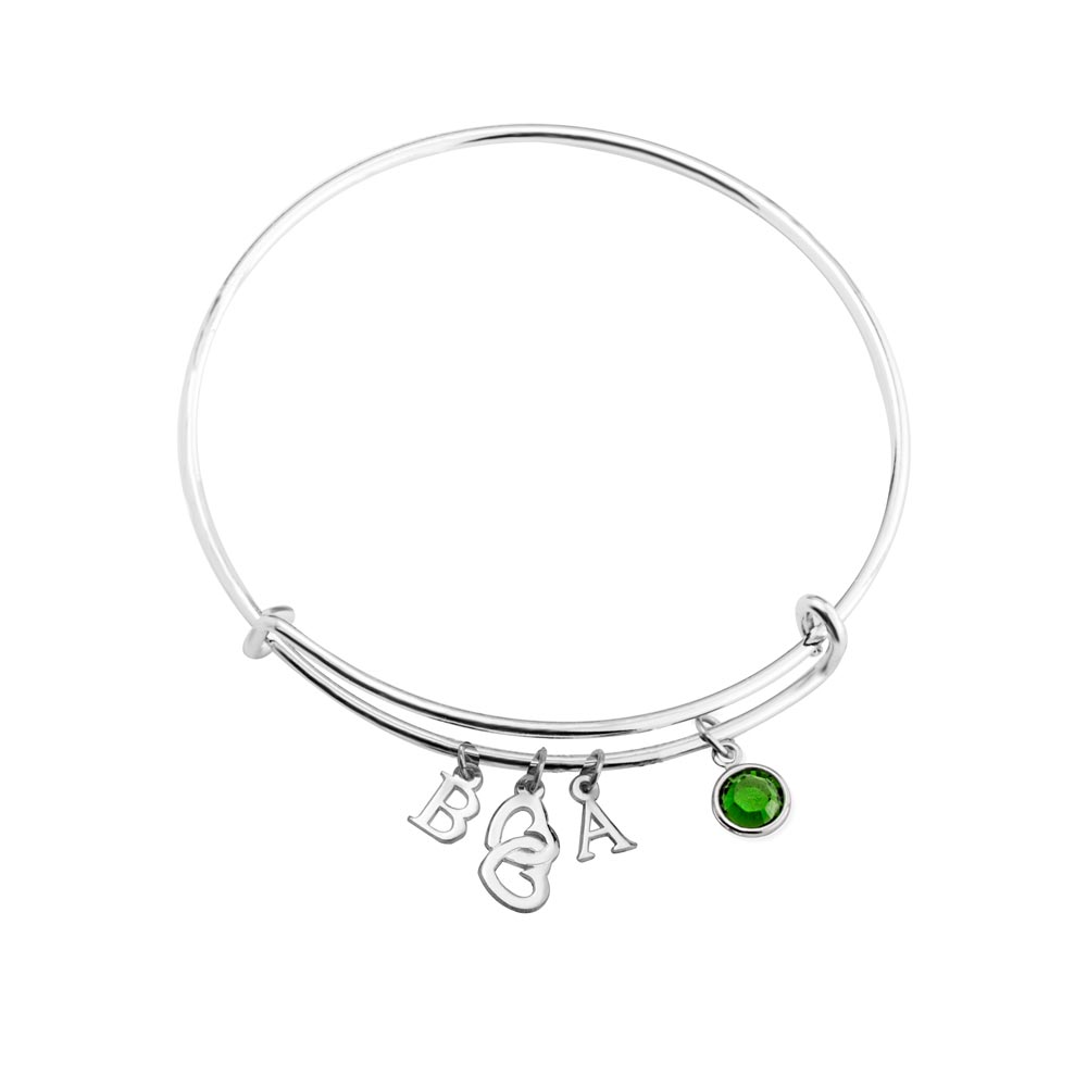 Pulsera Bangle con Iniciales y Corazón 