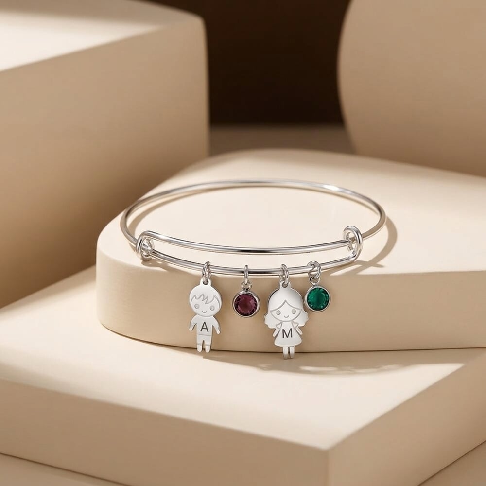Pulsera Bangle con Dijes de Niños 