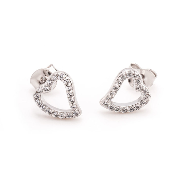Open Heart Earrings With Cubic Zirconia