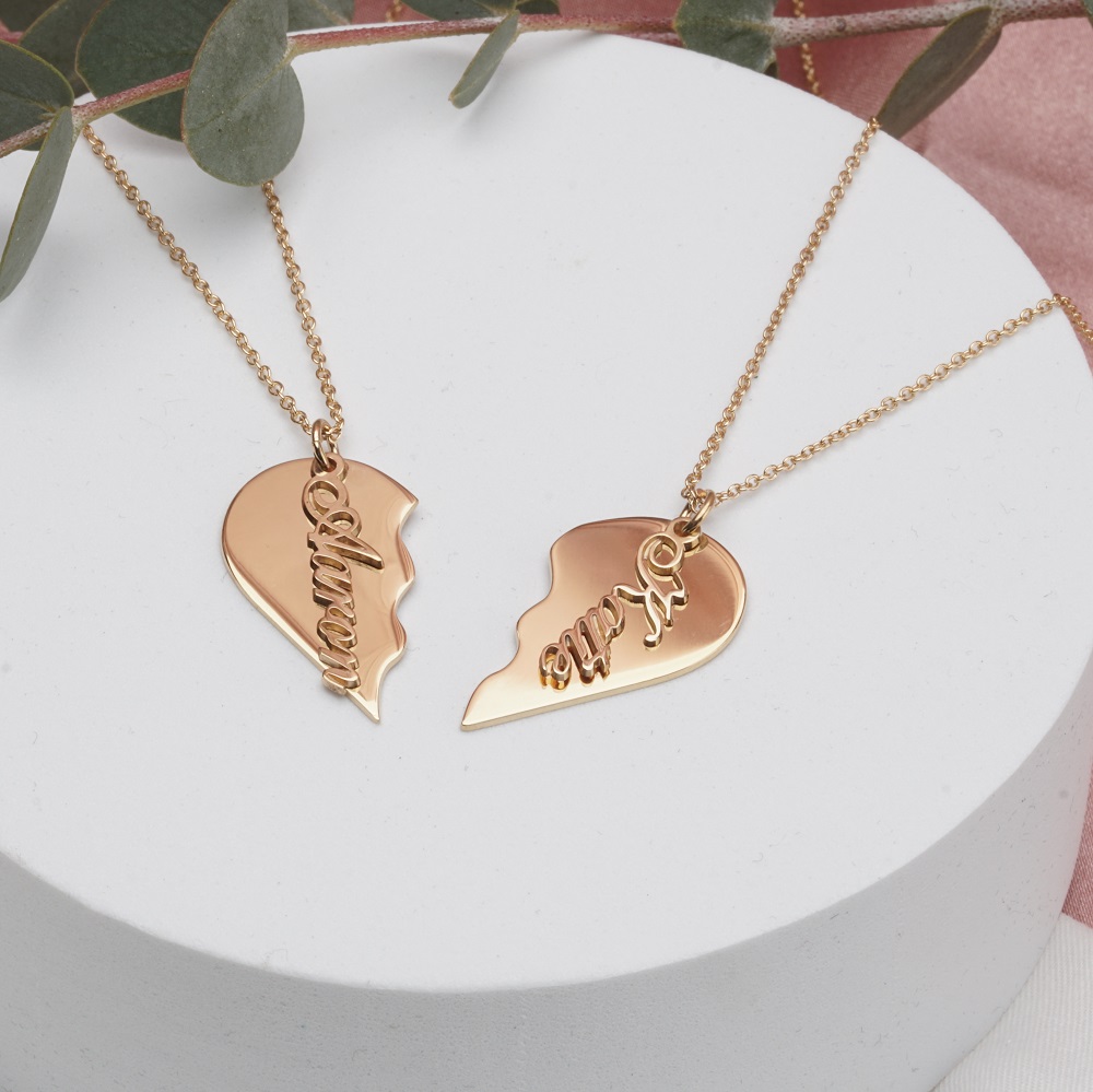 Half heart necklace set