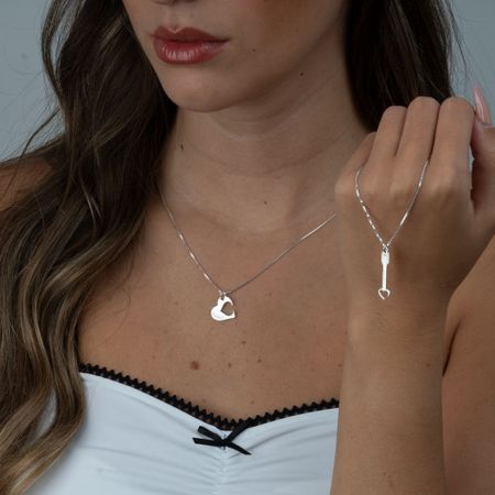 Heart & Arrow Interlocking Couple Necklace