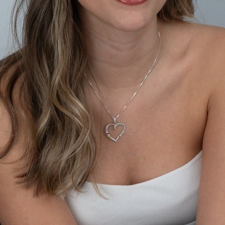 Heart Shaped Pendant With Birthstones