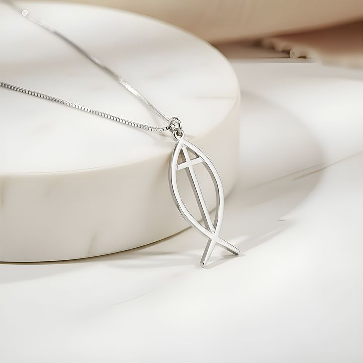 Cross Fish Necklace - Picture 2