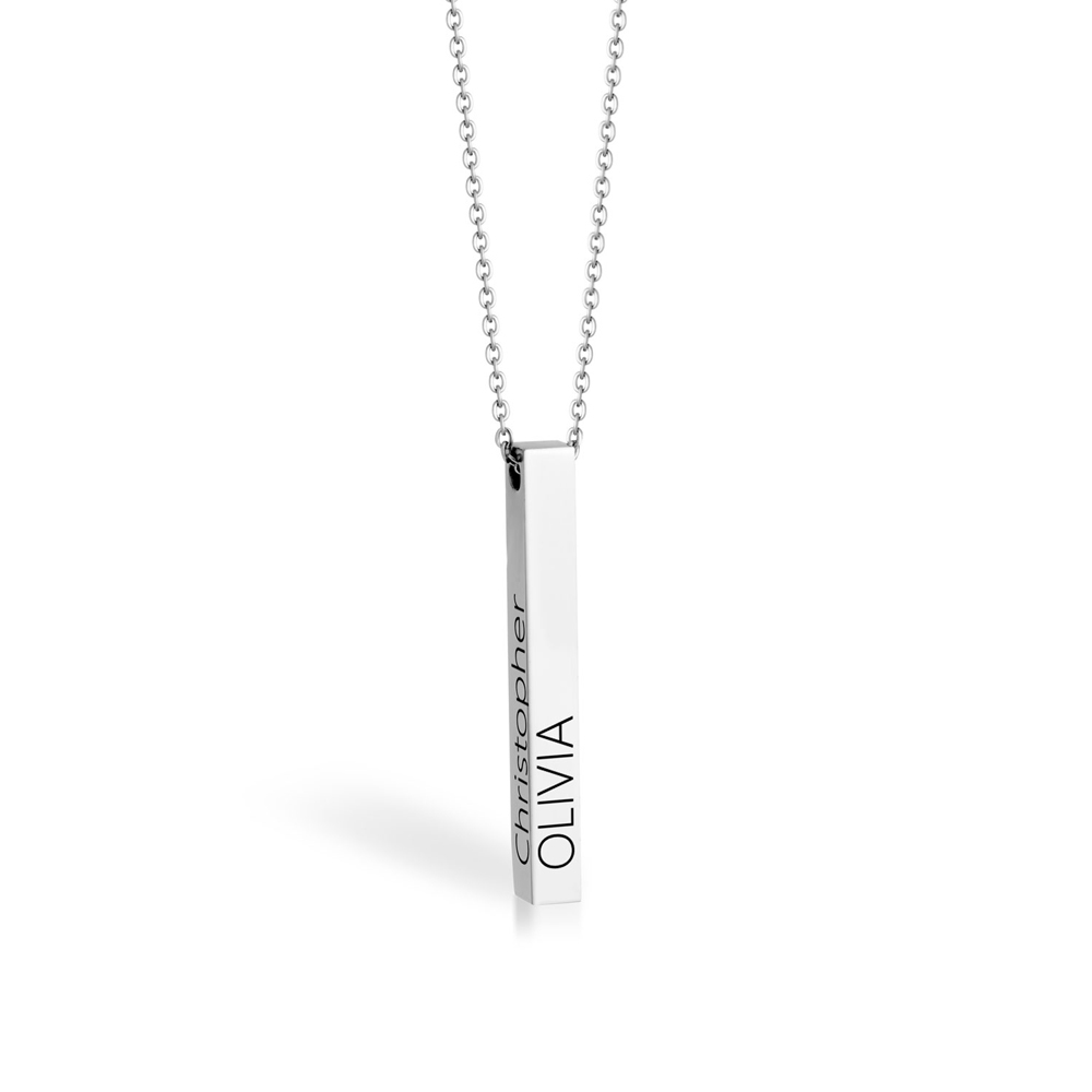 Engraved 3D Bar Necklace 