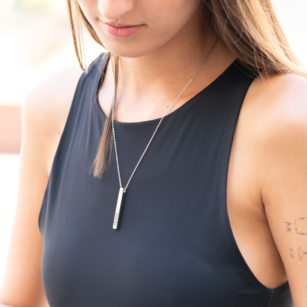 Engraved 3D Bar Necklace 