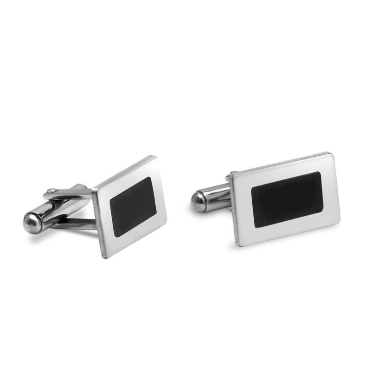thumbnail image 2 of DQT Black Silver Plated Cufflinks – Spherical, Fabric & Brass, Plain Solid Check, UK Made 2 of 4