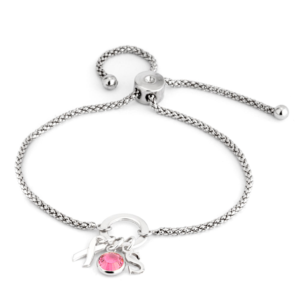 Pulsera de Cáncer de Mama con Dijes